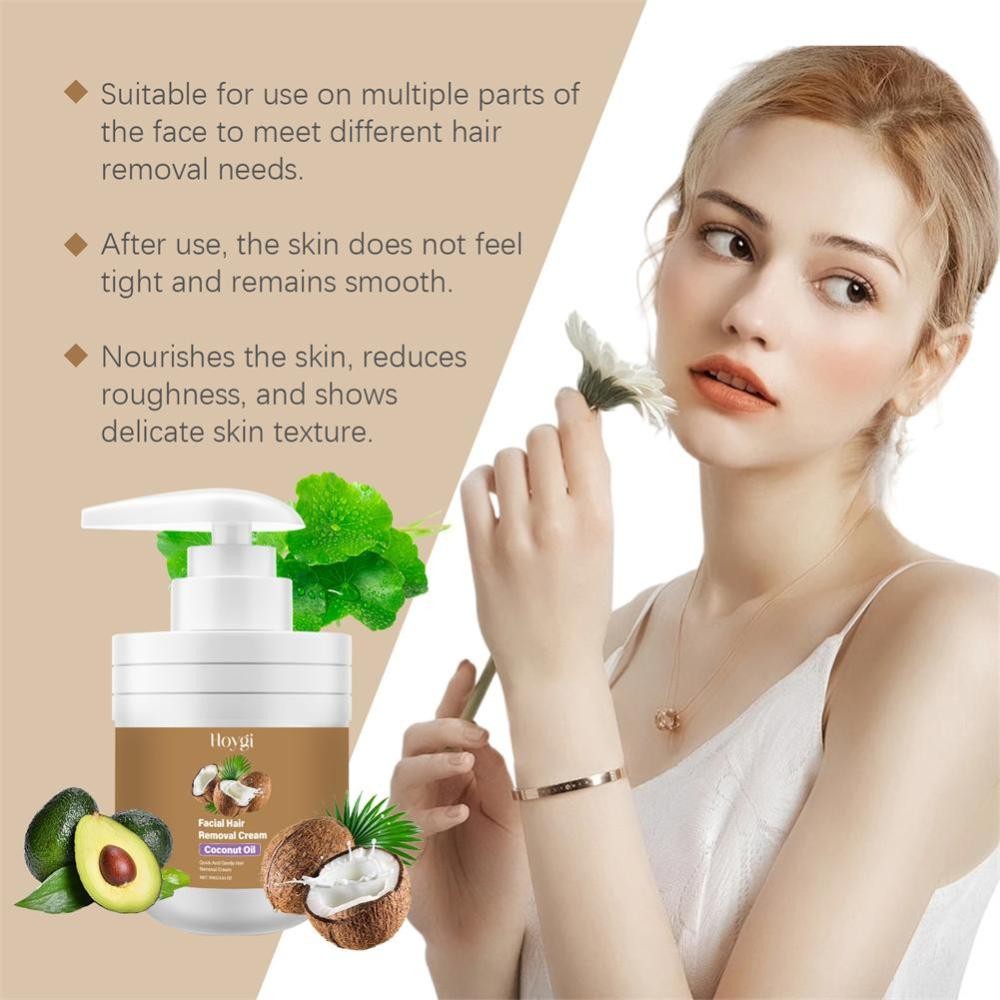 Facial Depilatory Cream, Coconut Hair Remover for Upper Lip and Chin for Women