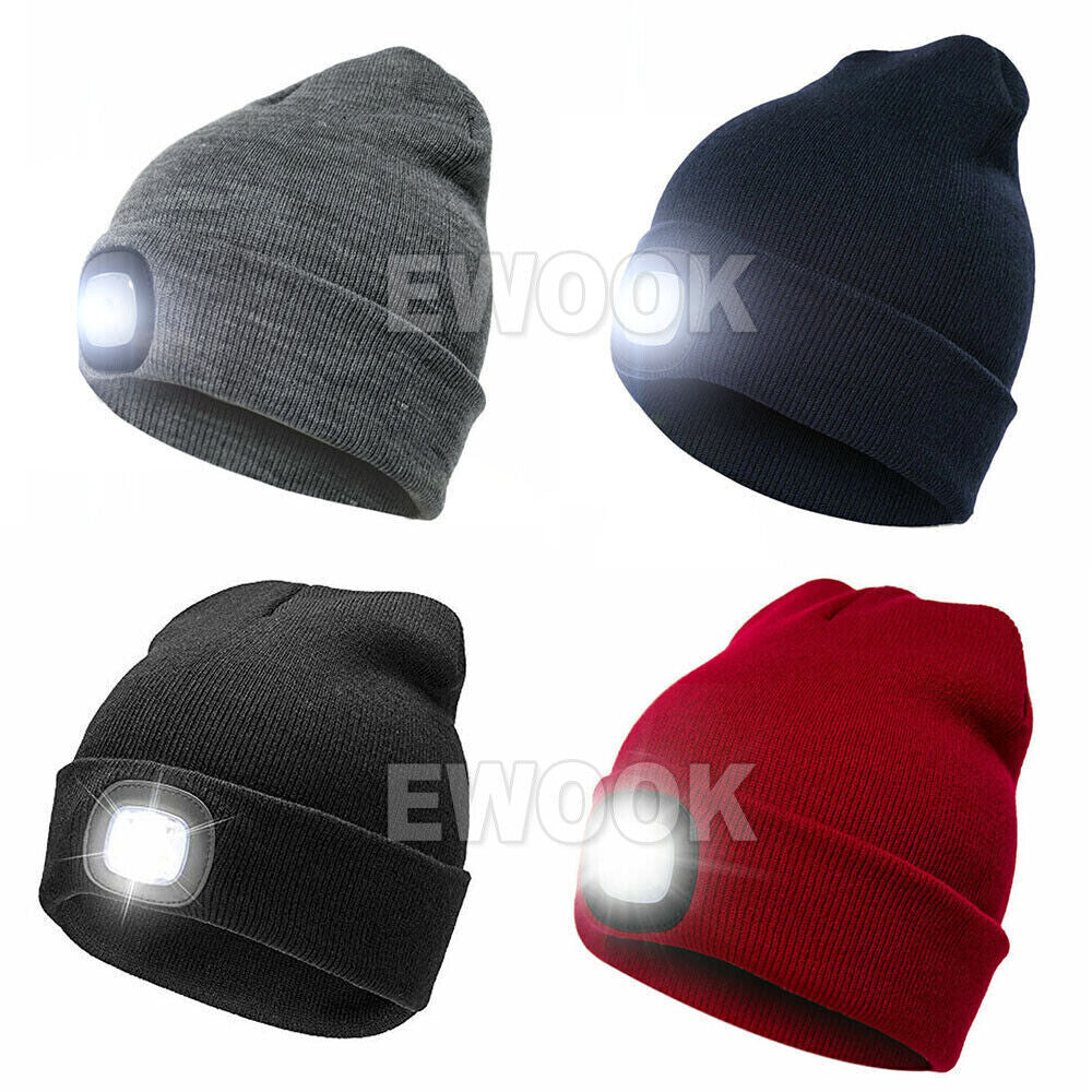 Winter Autumn Warm LED Light Knitted Beanie Hat Men Women With USB Rechargeable