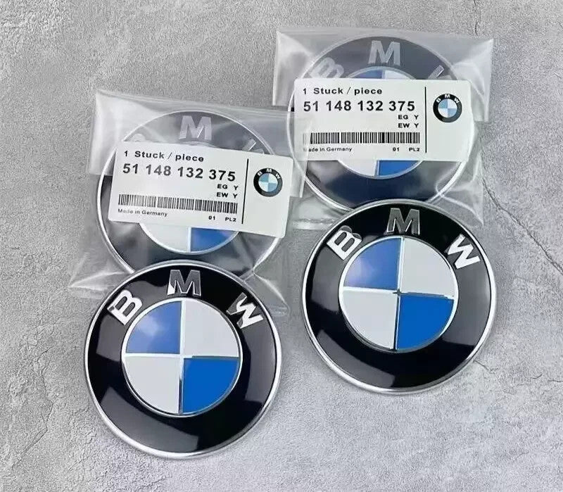 Genuine Style Original Blue White 82mm Front 74mm Rear Replacement Emblem Badge