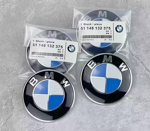 Genuine Style Original Blue White 82mm Front 74mm Rear Replacement Emblem Badge