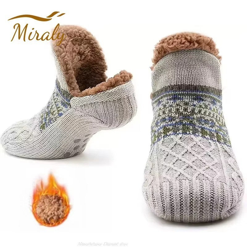 Women Mens Slipper Winter Cosy Socks Fluffy Non Slip Warm Fleece Lined Bed Floor