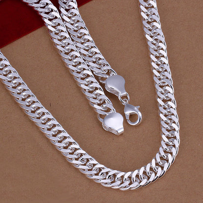 925 Sterling Silver Filled 10MM Classic Solid Curb Chain Necklace 20" Stunning