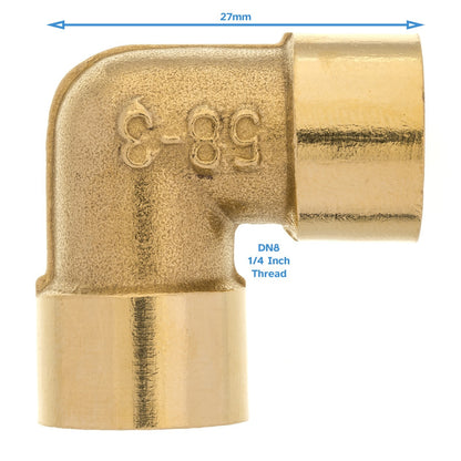 Threaded Brass Elbow 1/4" BSP Female To Female Pipe Fitting 90 Degree Connector