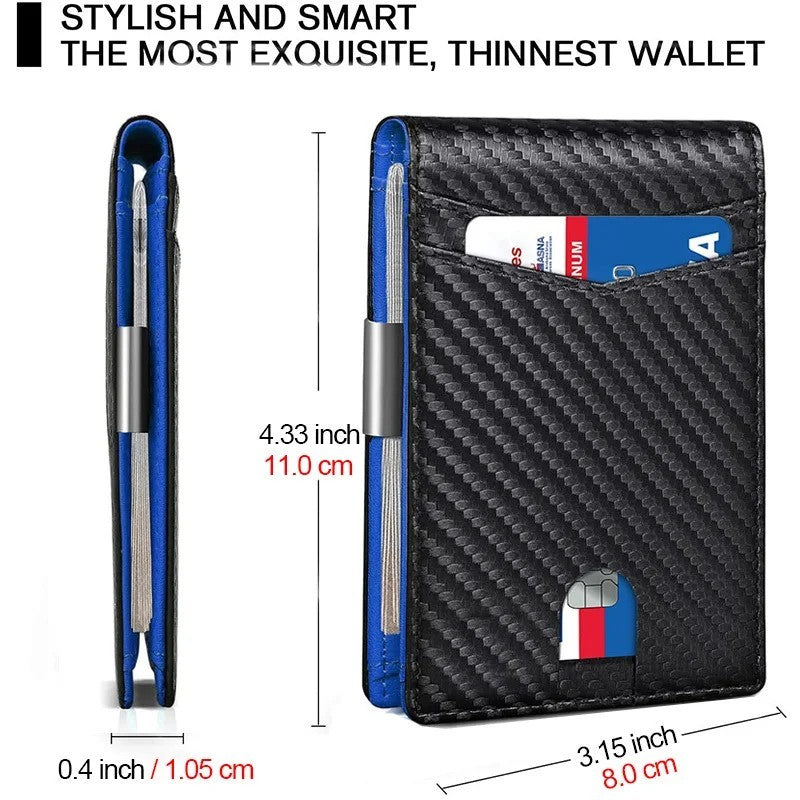 Wallet RFID Blocking Mens Slim Wallet with Money Clip Leather Wallet Anti-scan
