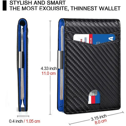 Wallet RFID Blocking Mens Slim Wallet with Money Clip Leather Wallet Anti-scan