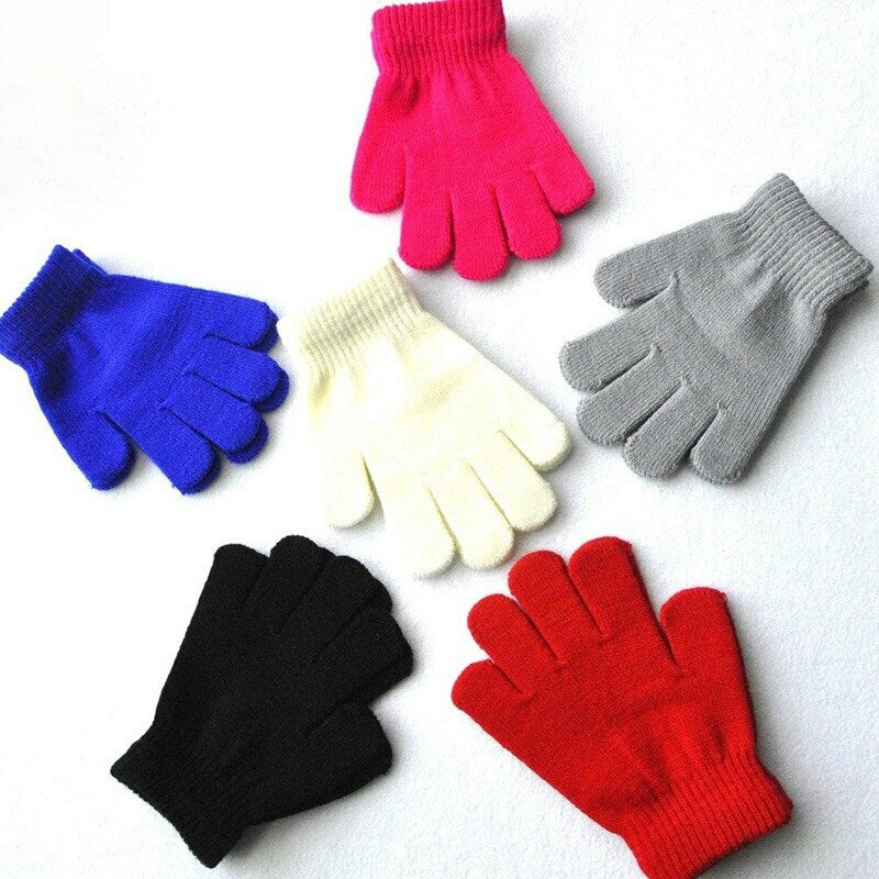 Winter Warm Children Gloves Solid Kids Mittens Gloves Knitted Children Glove