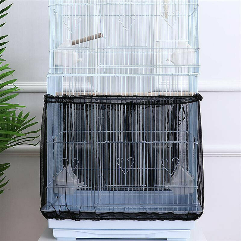Shell Skirt Mesh Cover Pet Bird Cage Guard Nylon Net Seed Catcher S/M/L Black AU