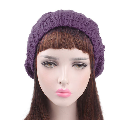 Women Lady Beret Cap girl Slouch Knitted Crochet Winter Beanie Hat Warm Baggy