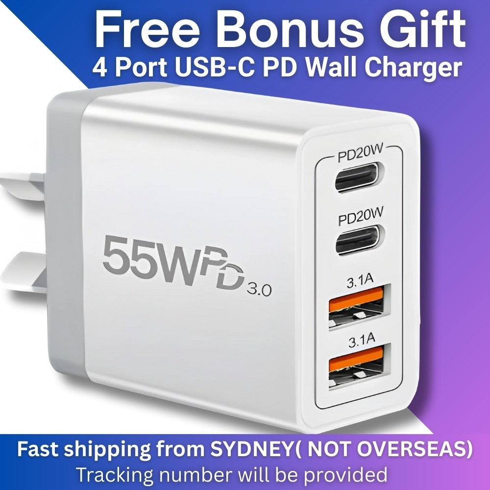 55W 4 Port USB-C PD Fast Charging Wall USB C Charger Power Adapter Type-C Brick