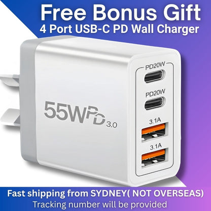 55W 4 Port USB-C PD Fast Charging Wall USB C Charger Power Adapter Type-C Brick