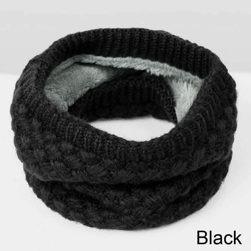 Winter Scarf Solid Color Plush Knitted Scarf Wool Collar Cotton Neck Warmer OZ