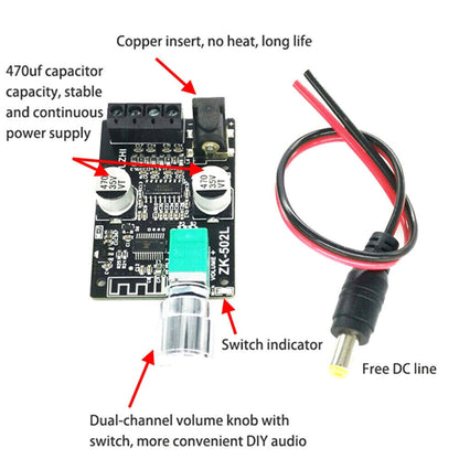 Mini 2*50W Bluetooth 5.0 Power Digital Amplifier Class Audio HiFi Stereo AMP AU
