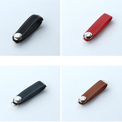 Men Leather Smart Key Holder Organizer Clip Compact Folder Keychain Black AU
