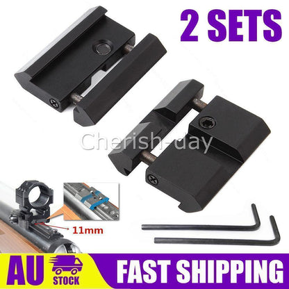 2X 11mm Dovetail to 20mm Rail Mount Picatinny Weaver Rail Scope Rail Adaptor AU