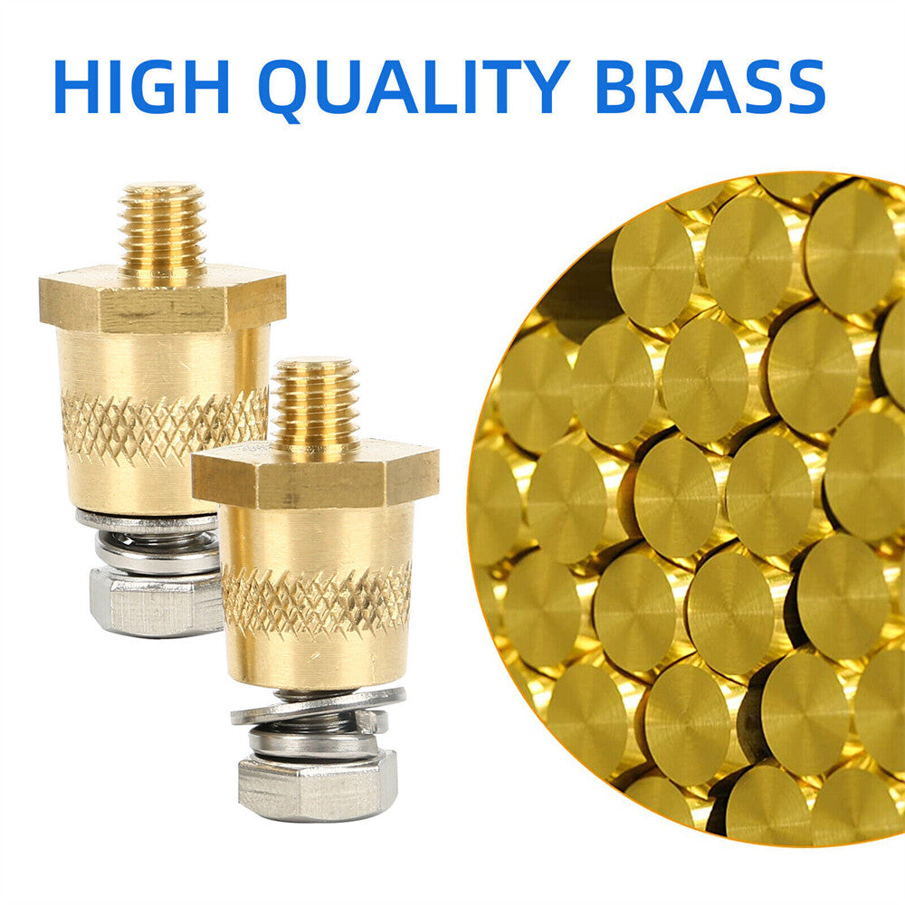 2X M8 Battery Terminal Connector Brass Tone Post Adapter w/ Stainless Screws AU