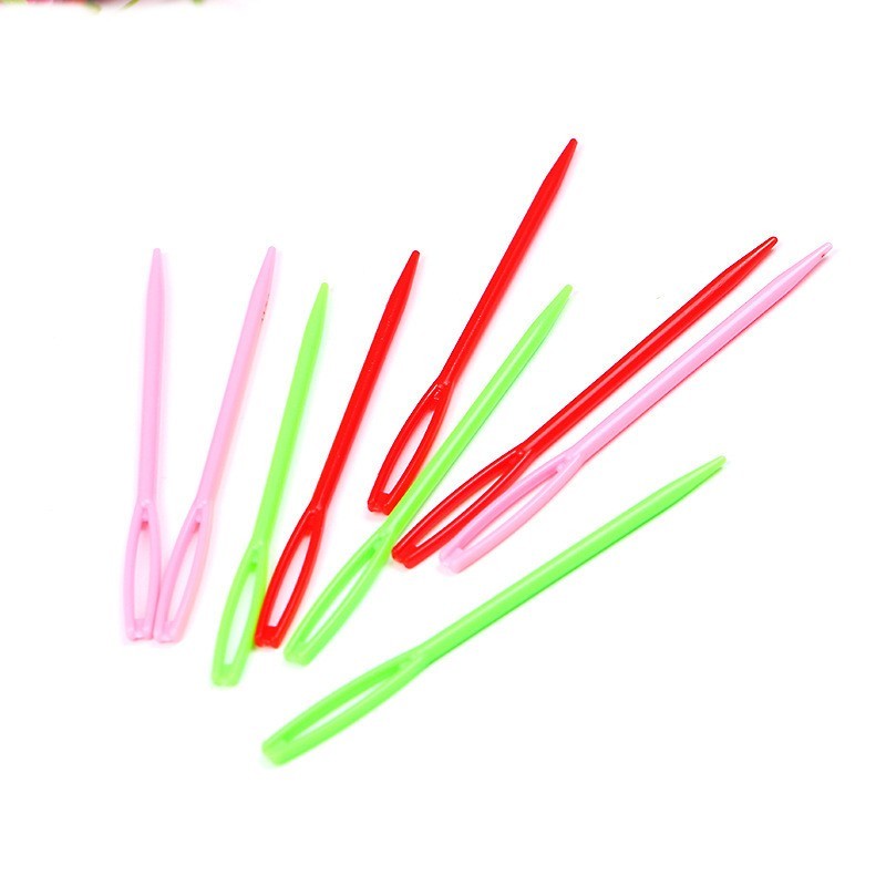 20pcs Random Colours Sewing Needles Length 7cm Plastic Large-Eye Blunt Needles