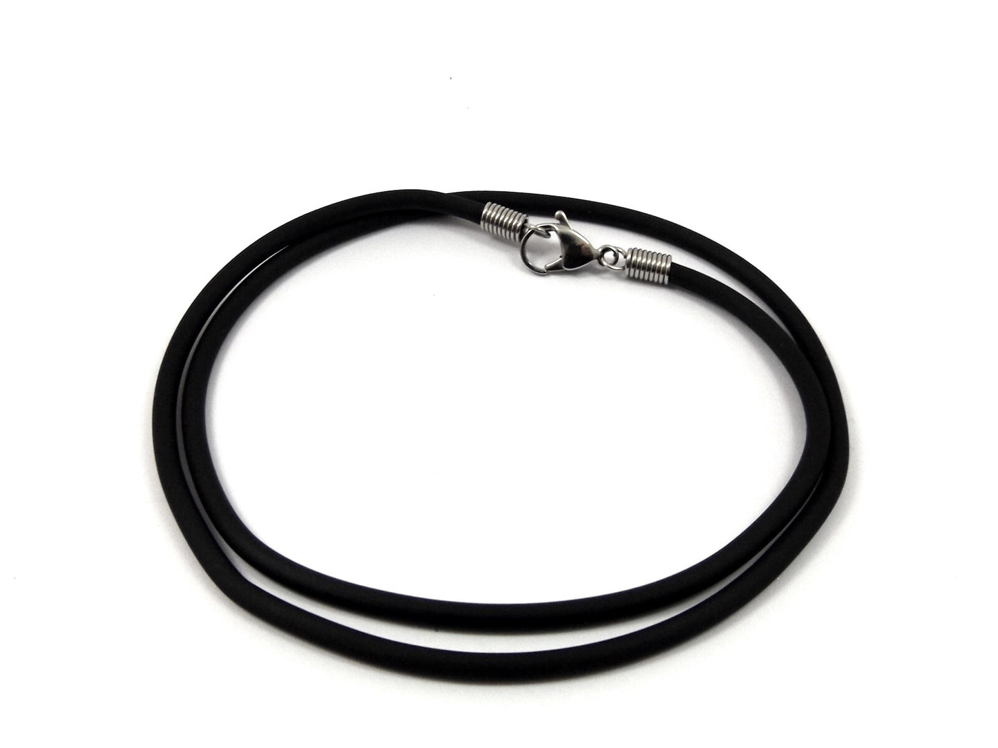 Custom made STAINLESS STEEL 2mm 3mm Silicon RUBBER Choker Cord NECKLACE Coil End