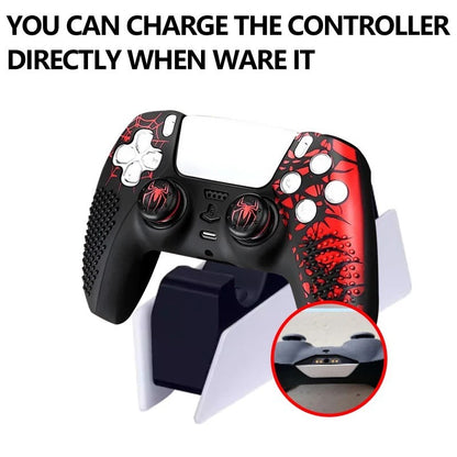 Anti-Slip Silicone Cover Skin Compatible For PS5 Controller with Thumb Grip Cap