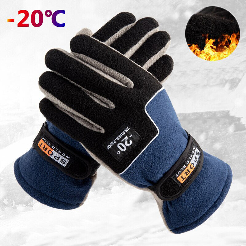 -20℃ Winter Warm Fleece Gloves Men Thermal Sports Cycling Snow Thick Gloves