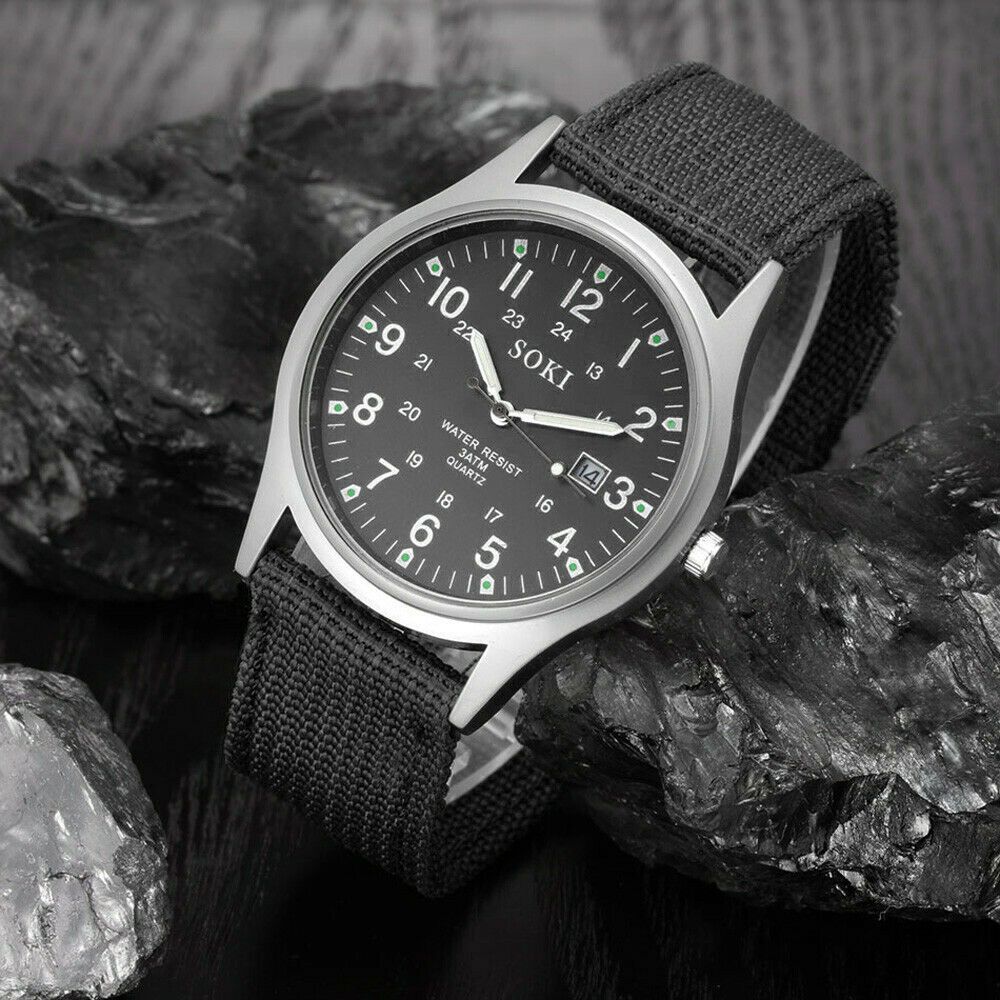 Portable Stainless Steel Fashion Military Sport Men's Wrist Watch Quartz