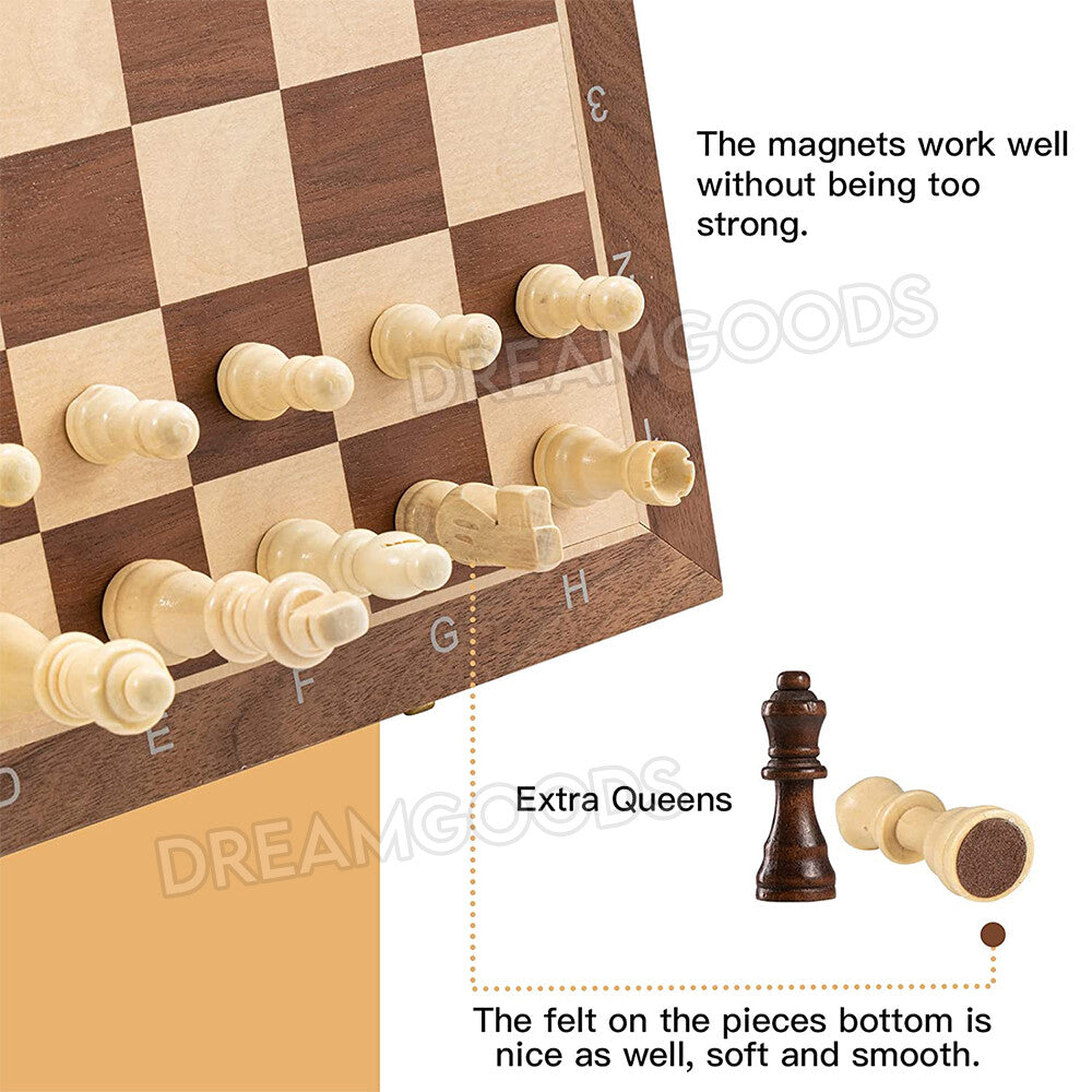 39CM Large Magnetic Chess Wooden Set Folding Chessboard Pieces Wood Board Game