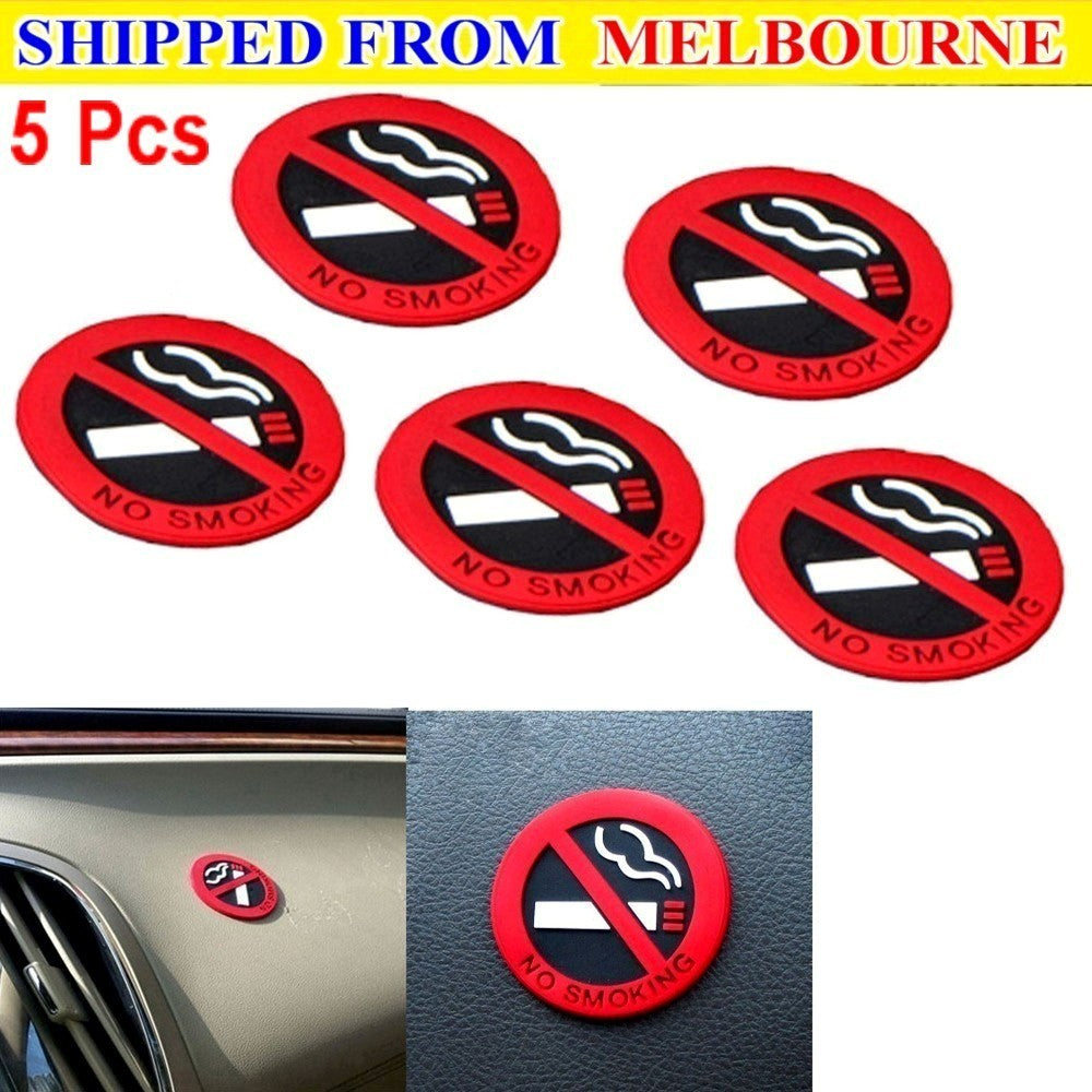 5pcs No Smoking Sign Sticker Decal 50mm Round Self Adhesive Wall Window Car Safe