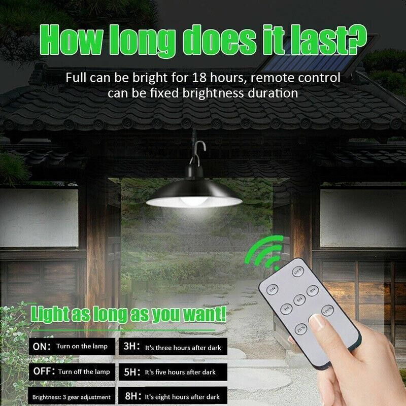 Solar LED Light Hanging Pendant Indoor Outdoor Garden Yard Tent Shed Lamp Remote