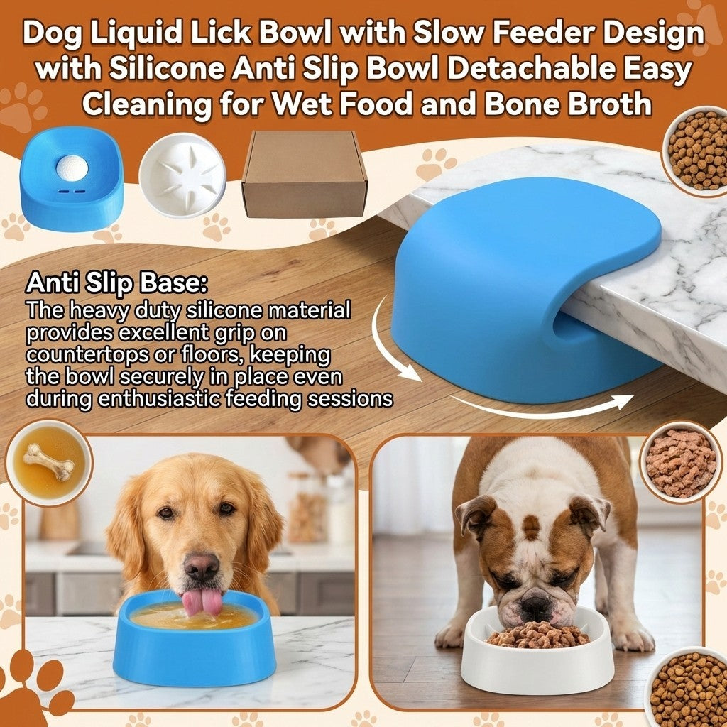 Yipetor Slow Feeder Dog Bowl with Rolling Ball for Liquids and Treats