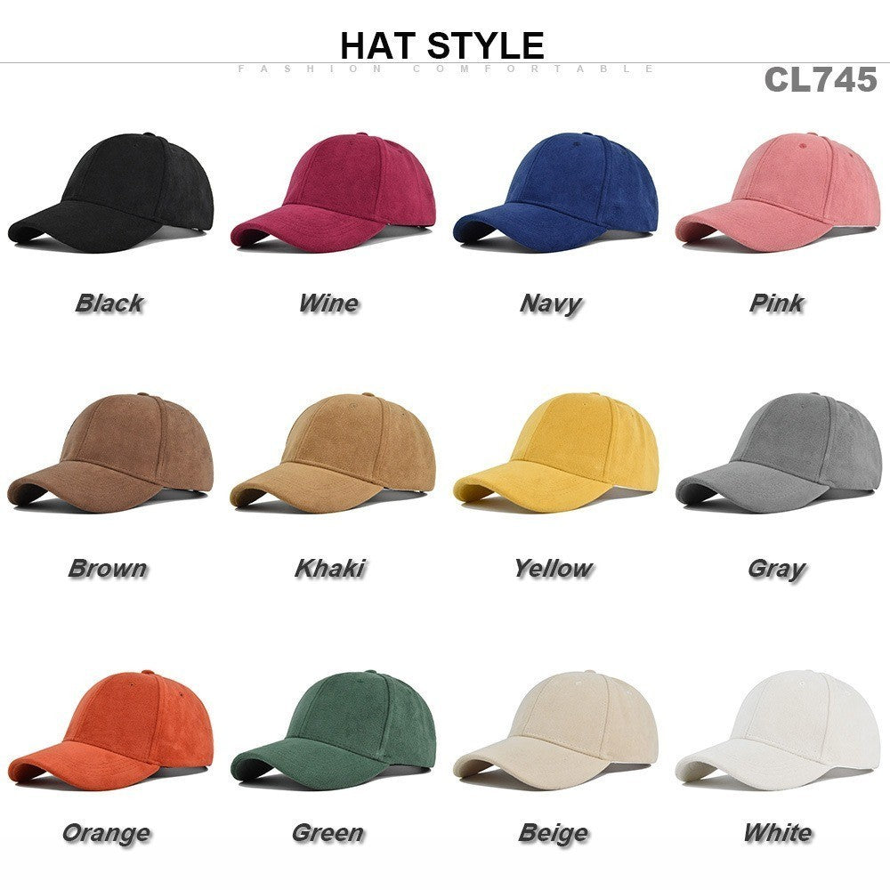 Solid Color Men Women Trucker Suede Baseball Hat Soft Dad Snapback Cap