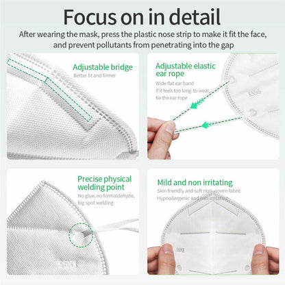 100PCS KN95 N95 P2 FFP2 Face Mask Disposable Protective Mask Cover CE 5 Layers