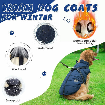 Pet Dog Waterproof Coat Autumn Winter Warm Padded Pet Puppy Jacket with Harness