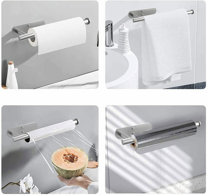 Kitchen Hanger Paper Roll Cabinet Towel Holder Black Rack Shelf Wall Adhesive