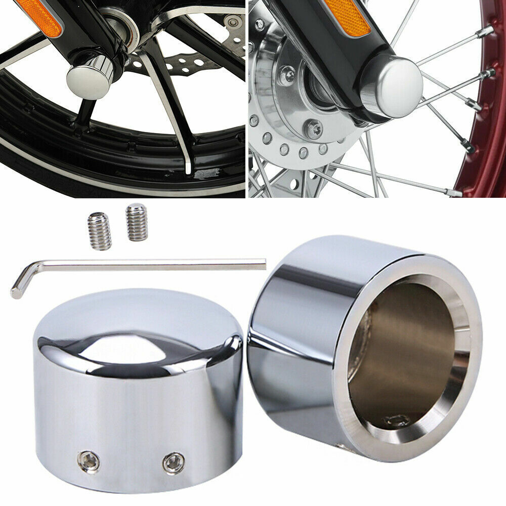 Chrome Front Axle Cap Nut Covers Compatible With Harley Davidson Dyna Heritage