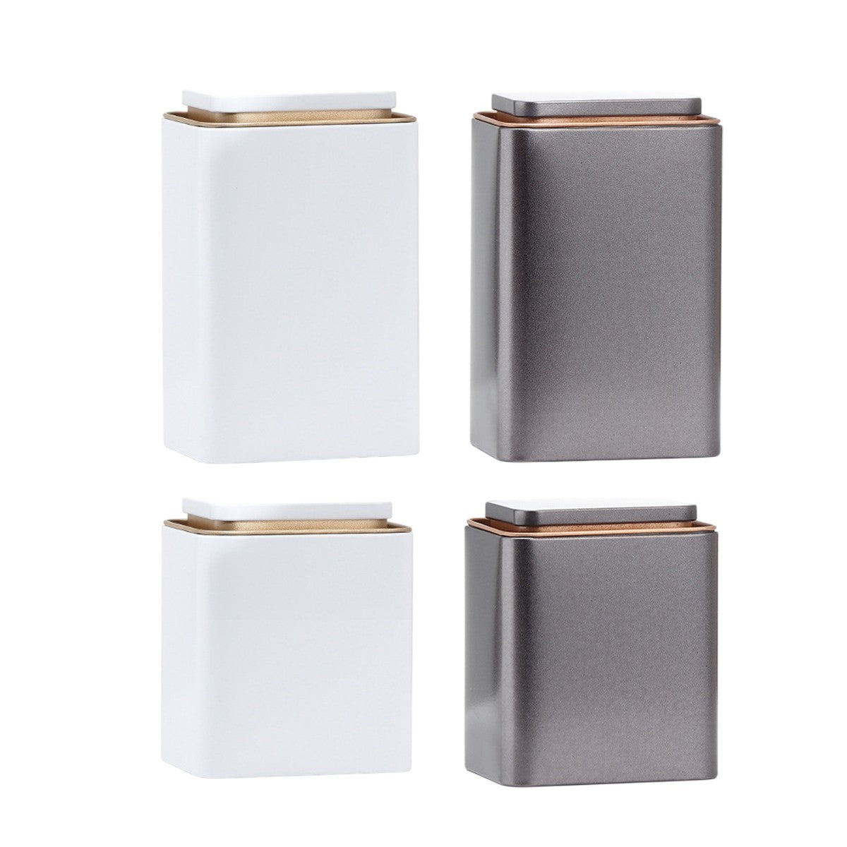 5Pcs Square Tinplate Storage Canisters Tea Coffee Bean Airtight Kitchen AU