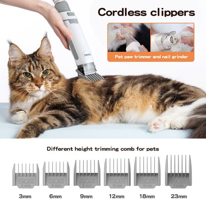 Pawz 7 In 1 Pet Grooming Kit Vacuum Dog Cat Hair Dryer Remover Clipper Brushes