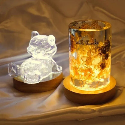 Wooden LED Light Dispaly Base Display Stand Night Lamp Base Crystal Ball Holder