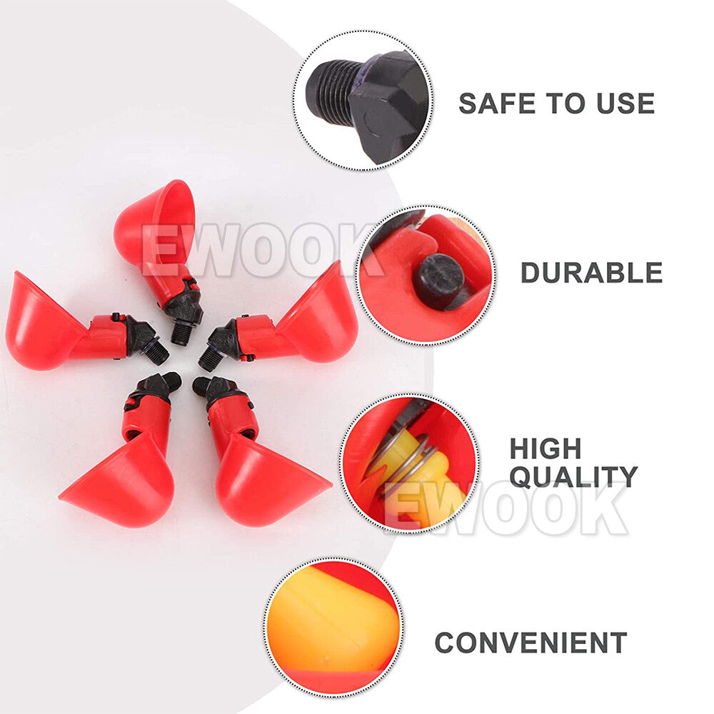 10x Automatic Cups Water Feeder Drinker Chicken Waterer Poultry Chook Bird VIC
