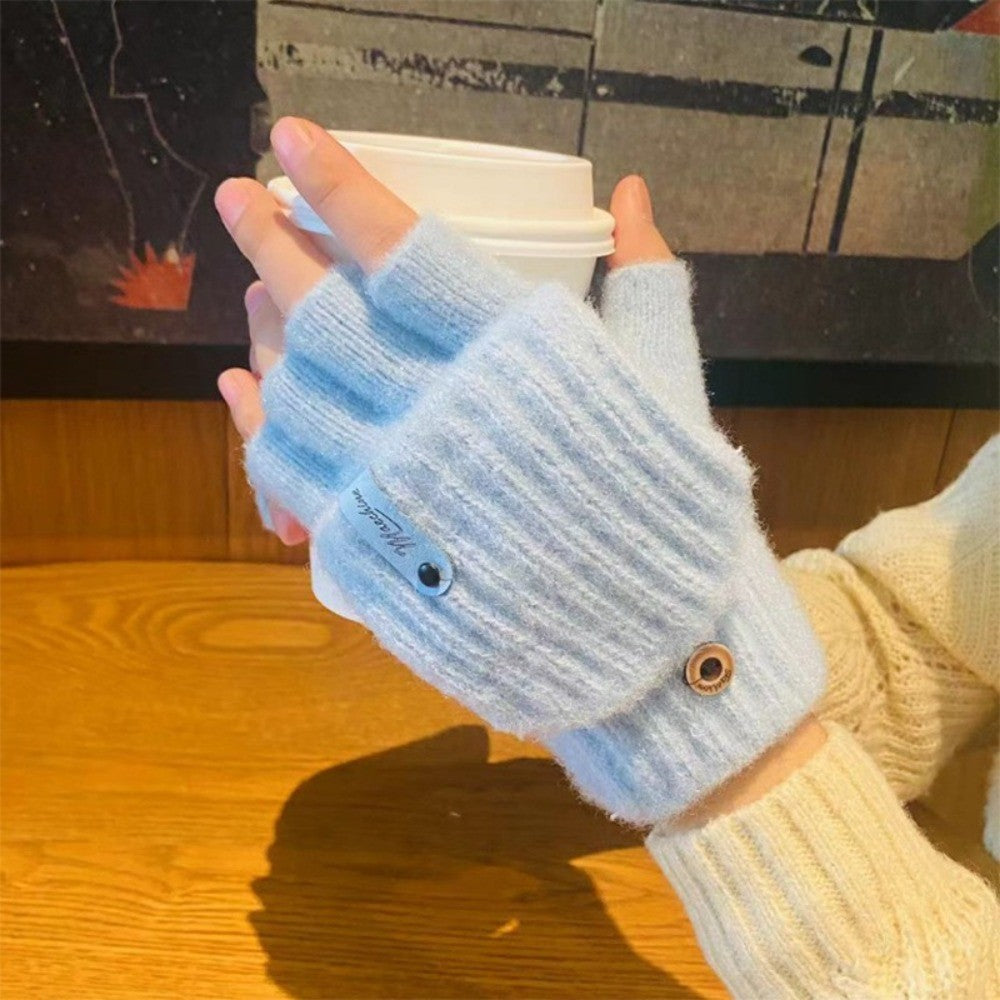 Thicken Plush Mittens Thermal Fingerless Gloves Half-finger Gloves  Winter