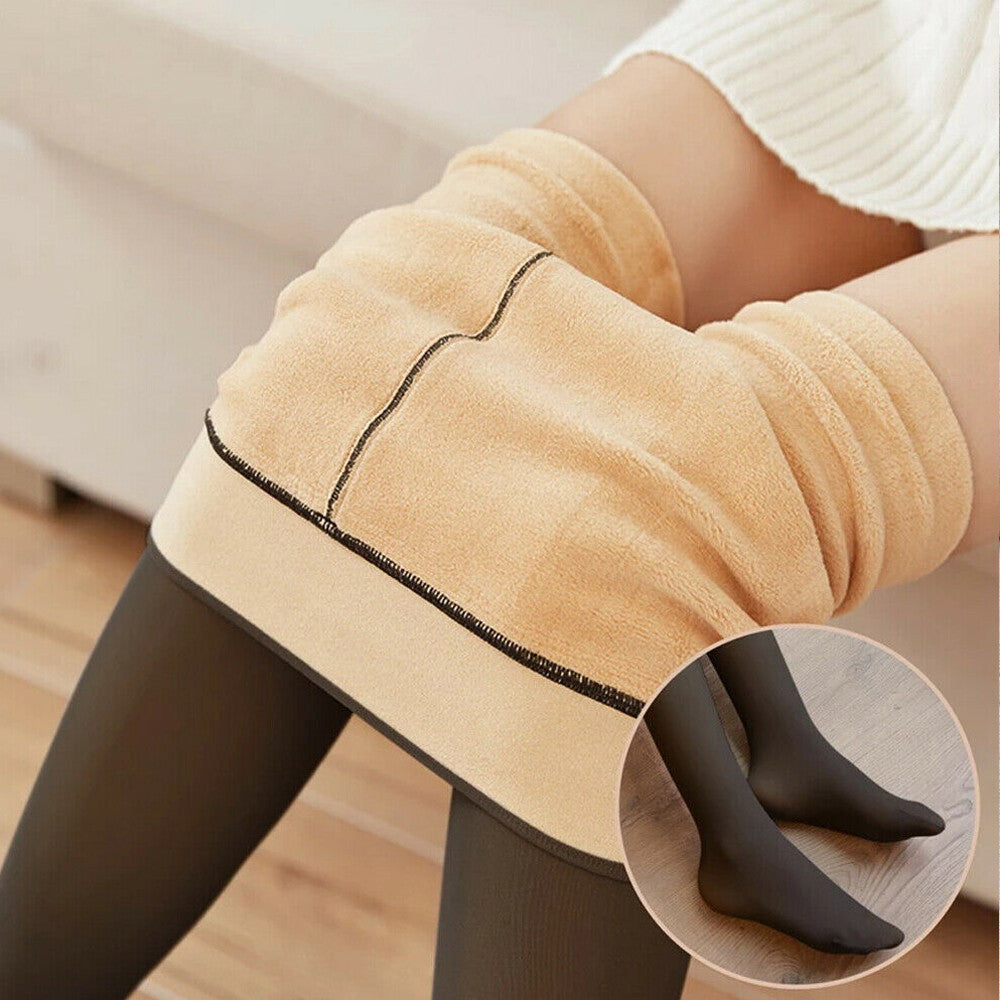 Womens Thermal Lined Translucent Pantyhose Winter Warm Fleece Tights Stockings