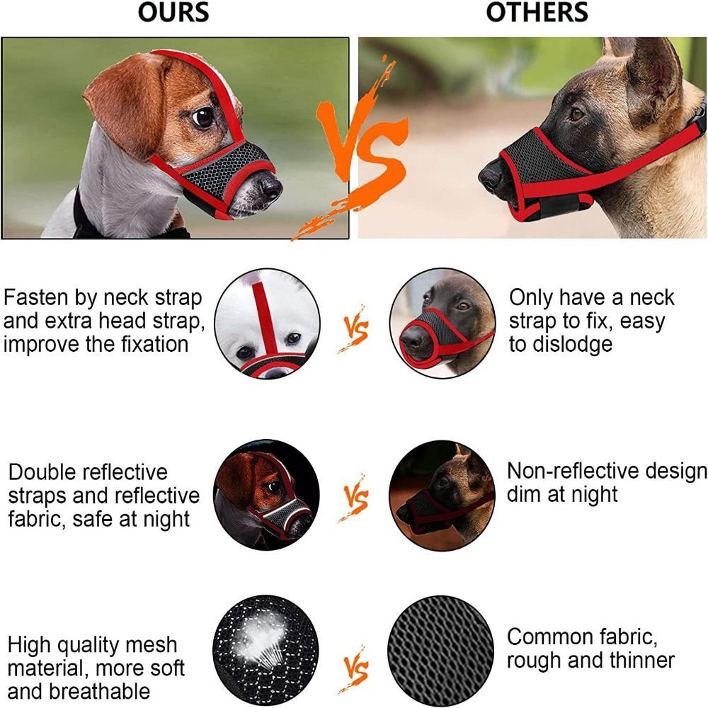 Comfortable Mesh Dog Muzzle Soft Fabric Pet mask  Small to Medium Dogs