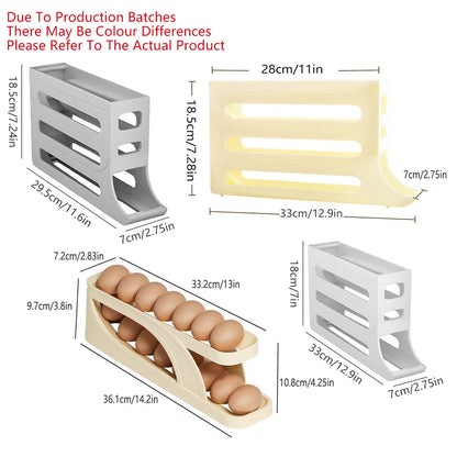 2/4-Tier Automatic Scrolling Egg Rack Holder Storage Box Container Refrigerator