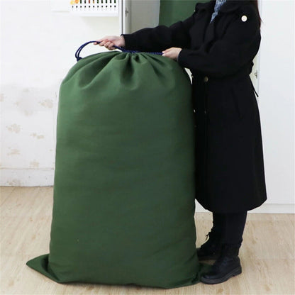 Canvas Drawstring Large Bag Pouch Clothes Craft Storage Laundry Army Green AU