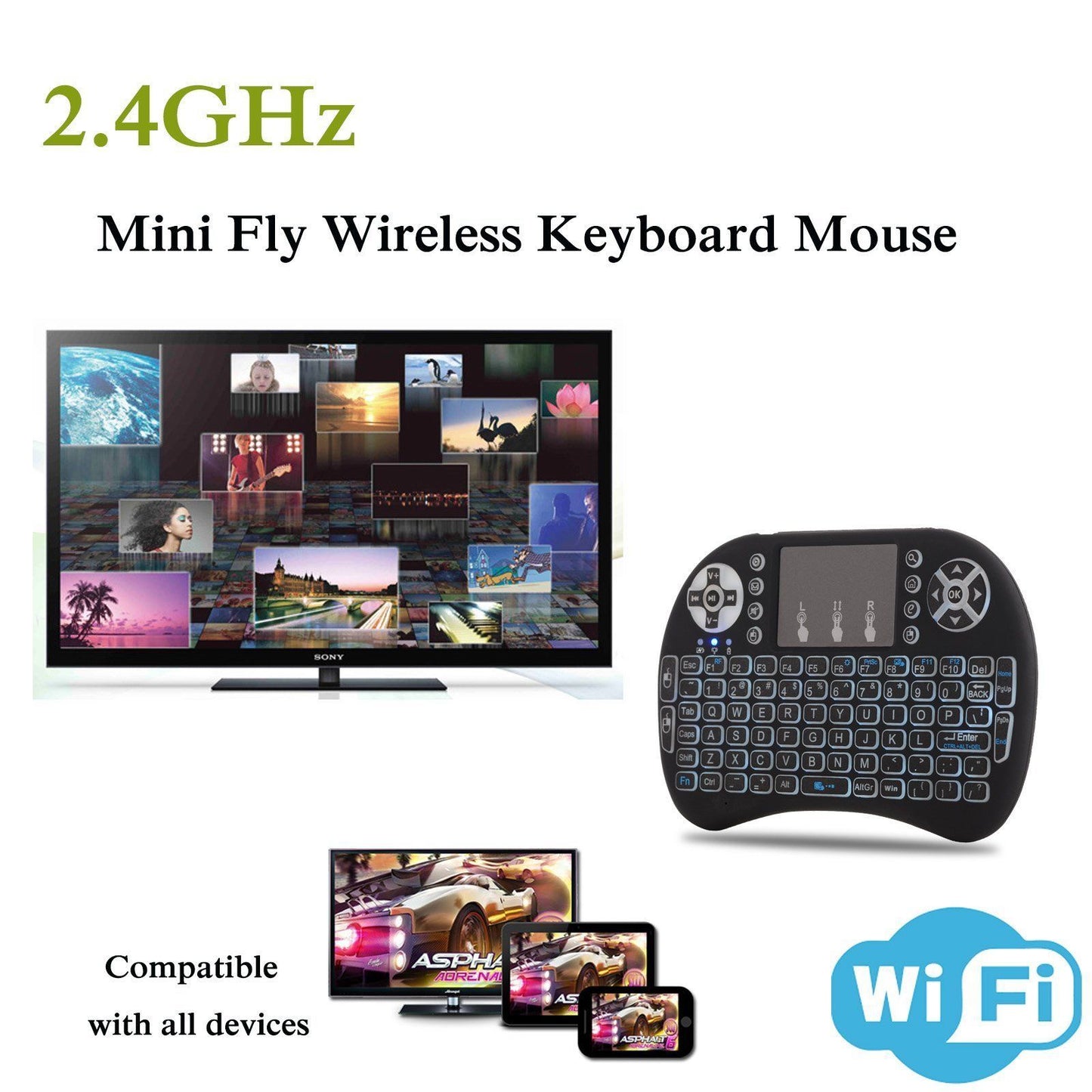 Backlight Mini i8 Air Mouse Wireless Keyboard 2.4G With Touchpad For TV Box Pad