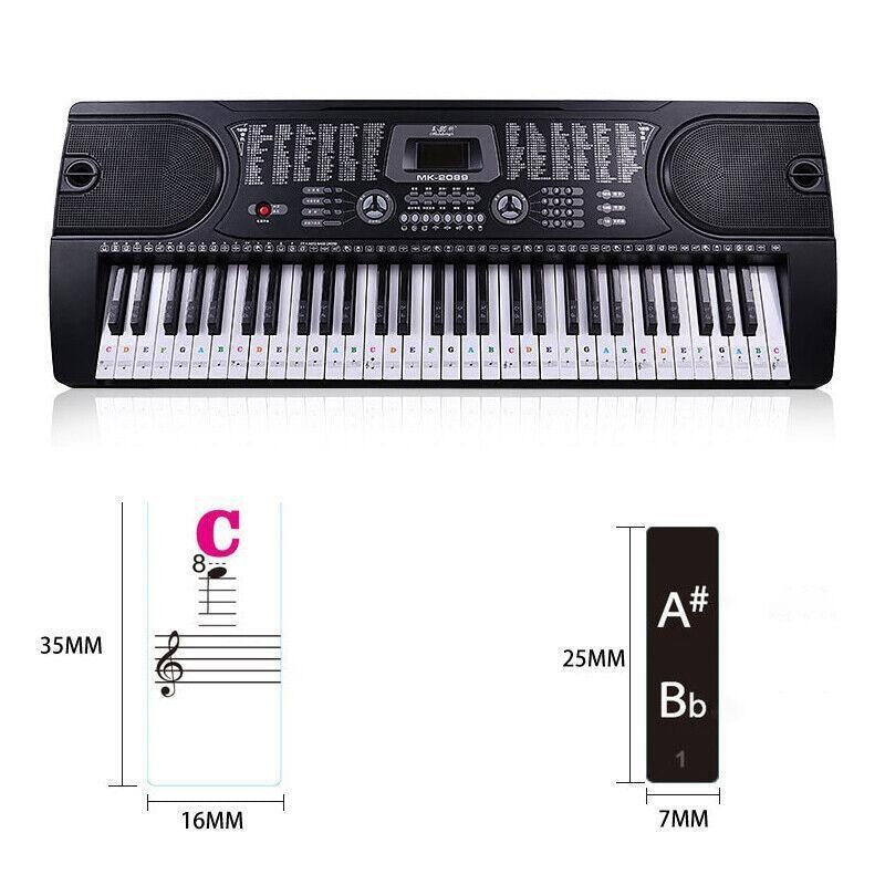 TRANSPARENT Keyboard Piano Stickers 88/61/54/49/37 KEYS Sticker Note For Learner