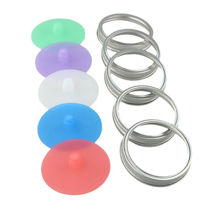 5pcs Silicone Waterless Airlock Fermentation Lid For Wide Mouth Mason Jar