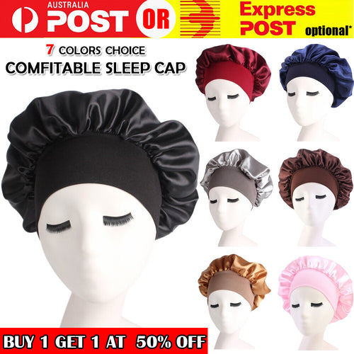 Sleeping Bonnet Hair Wrap Silk Satin Cap Women Elastic Night Soft Hat Headwear