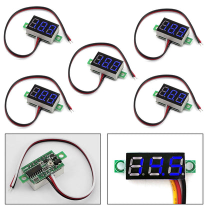 5x Mini DC 0-30V LED 3-Digital Display Voltage Voltmeter Panel Calibratable SL