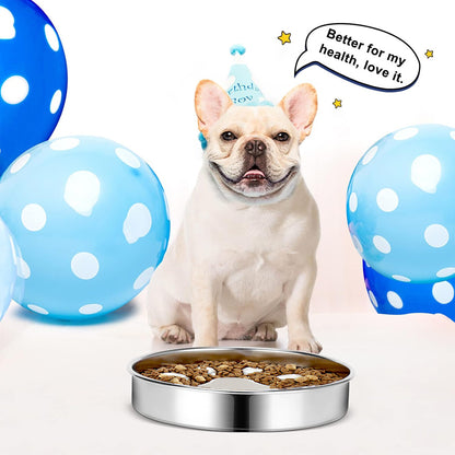 Feeder Bowl Stainless Dish Puppy Dog Pet Cat Slow Food Bowl Non-Slip Feeding AU