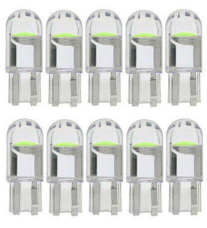 10 X GREEN T10 DOME HEAD STYLE COB LED GLOBE REPLACEMENT FOR DASH LIGHTS PARKERS