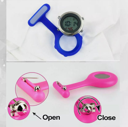 Electric Multi-function Digital Silicone Nurse Watch Brooch Pocket Medical Fob